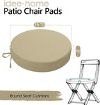 idee-home Outdoor Bistro Chair Cushions, 15”x15”x 3” Thick Outdoor Round Seat Cushions Set of 4 with Ties, Waterproof Round Patio Furniture for Garden