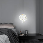1-Light Modern Gold Pendant Light Fixtures for Kitchen Island Small Hanging Crystal Chandelier for Bedroom Entryway Living Room Foyer Hallway LED Dimmable Chandeliers for Dining Room