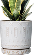 Pot for Plants 6 Inch - Ceramic Planter for Indoor Plants Decorative Plant Pot with Drainage Holes and Saucer Outdoor Flower Pot Modern Succulent Pots for Office Desk Decor White