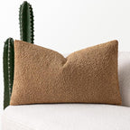 MIULEE Textured Boucle Throw Pillow Cover Brown Accent Solid Lumbar Pillow Case Decorative Vintage Soft Pack of 1 Couch Cushion Mid Century Chair Sofa Bedroom Livingroom Home Decor,12x20 Inch