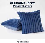 Pallene Faux Fur Plush Throw Pillow Covers 26x26 Set of 2, Luxury Soft Fluffy Striped Decorative Pillow Covers for Sofa, Couch, Living Room, Navy Blue