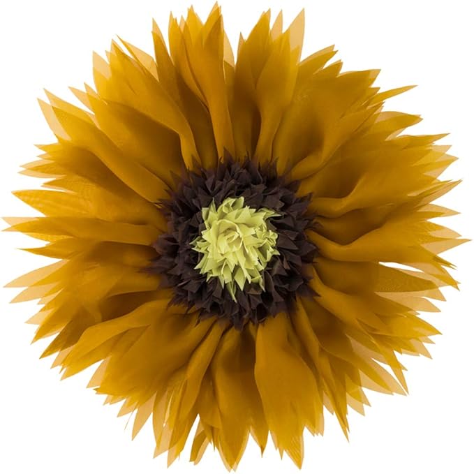 3D Flower Throw Pillow Decorative Sunflower Round Accent Pillowcase Soft Cute Elegant Floral Cushion for Bed Couch Car Living Room Bedroom Home Farmhouse Boho Decor 12Inch Gift Mustard Yellow