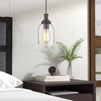 zeyu 1-Light Farmhouse Pendant Light, Modern Hanging Pendant Lighting with Clear Glass Shade, Oil Rubbed Bronze Finish, ZG33M1L ORB