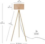 GLOBE Electric 65914 60" Floor Lamp, Faux Wood Tripod Base, Rattan Shade, On/Off Rotary Switch on Socket