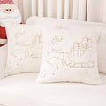 Christmas Embroidered Throw Pillow Cover - Soft Chenille Holiday Decorative Cushion for Xmas Tree Decor, Winter Home Decor, Cozy Living Room Bedroom Sofa (Reindeer, 22" x 22" (Pack of 2))