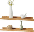 24 Inch Floating Shelves Wall Mounted Set of 2, Rustic Wall Shelves for Decor and Storage, Natural Solid Oak Wood Shelf, Picture Ledge for Bedroom/Bathroom/Living Room/Kitchen, Natural Color, 24*4*1.5