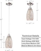 Mini Milk Glass Pendant Light,Handcrafted Beige Glass Pendant Hanging Light fixtures Small Pendant Light with Brushed Nickel Adjustable Cord for Kitchen Island,Bed Room,Hallway,Dining Room,Stairs