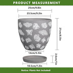 Pots for Plants 10 Inch - Ceramic Planter Indoor Plant Pots for Plants Large Flower Pot with Drainage Hole and Saucer for Outdoor Plants Home Garden Gray