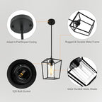 2 Pack Black Pendant Light Fixture 1-Light Farmhouse Pendant Lights Kitchen Island Lantern Iron Cage Hanging Lights with Clear Glass Shade for Entryway Dining Room Hallway Porch