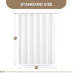 downluxe Linen Texture 3 in 1 Farmhouse Shower Curtain Set with Tassel, Boho Fabric Shower Curtains for Bathroom, White, 72W x 72L