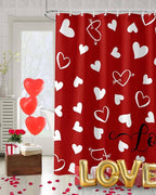 Vandarllin Red Valentine's Day Shower Curtain, Valentines Love Heart Shower Curtains Set with Hooks, Waterproof Fabric Bathroom Curtains Decor Home Accessories,66 X 72 Inch Long
