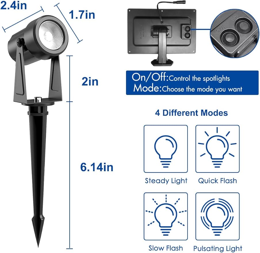 ZYAN Solar Landscape Spotlights Outdoor Waterproof IP65, Solar Powered Garden Yard LED Spot Lights for Outside Plant, Tree, Pathway, Auto On/Off Wall Lights for Walkway, Patio, Lawn-8 Pack