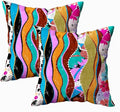 CAPSCEOLL Abstract Grey Throw Pillow Covers,Waves Circles Flowers Paint Modern Abstract Art Throw Pillows for Couch,Decorative Pillow Covers 16X16 Inch 2 Pcs Square Cushion Cover Gift for Couch Sofa