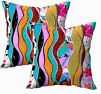 CAPSCEOLL Abstract Grey Throw Pillow Covers,Waves Circles Flowers Paint Modern Abstract Art Throw Pillows for Couch,Decorative Pillow Covers 18X18 Inch 2 Pcs Square Cushion Cover Gift for Couch Sofa