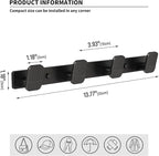Coat Rack Wall Mount Coat Hooks - Black Hook Rack with 4 Hooks Aluminum Wall Rack Hooks for Hanging Coat Hat Bag Towel Hanger Rustproof Coat Holder