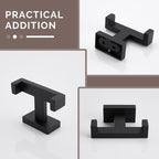 Angle Simple Bathroom Towel Hooks, Stainless Steel Shower Double Robe Coat Hooks for Wall, Matte Black, 2 Pack