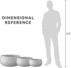 Kante 19.6",15.7",11.8" Dia Round Concrete Planters Set of 3, Outdoor Indoor Garden Plant Pots with Drainage Hole and Rubber Plug, Modern Curvaceous Design, Natural Concrete
