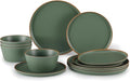 Melamine Dinnerware for 4, 12 Pieces Unbreakable Matte Plastic Plates and Bowls set, Kitchen Dish set BPA Free, Dishwasher Top Safe, Not Microwave, Not Oven (Green)