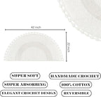 Savi Home Half Circle Bohemian Bathroom Rug with Handwoven Chrochet Border, Beautifully Handcrafted 100% Cotton Mat - 22x42, Half Round Boho Bedroom Rug, Boho Bathroom Décor, Machine Washable - White
