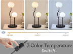 Black Mid Century Globe Table Lamp Industrial Retro 2 Lights Orb Desk Lamp with White Glass Globe Bedside Reading Light for Bedroom Living Room Study Room
