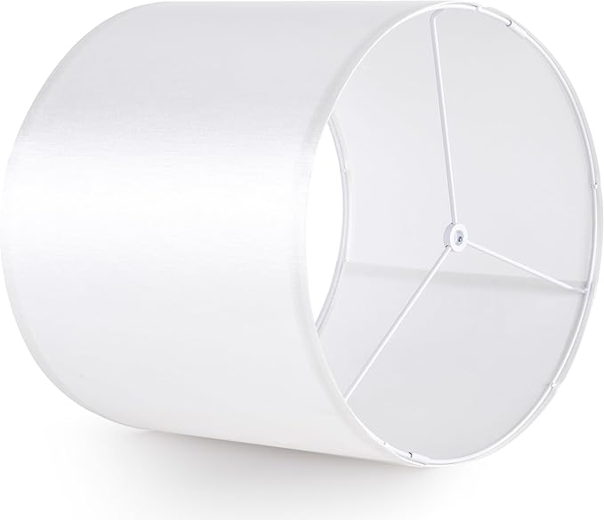 Silver-White Drum Lamp Shades Set of 2 Large Lampshade 16``Top x 16``Bottom x 12``High(Spider) Modern Lamp Shade for Table and Bedside Lamp - Lampshade Replacement ampshade