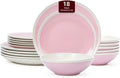 Rock Ridge Speckled Stoneware Dinnerware Set (18pc Set, Pink and Ivory)