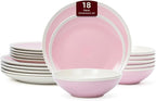 Rock Ridge Speckled Stoneware Dinnerware Set (18pc Set, Pink and Ivory)