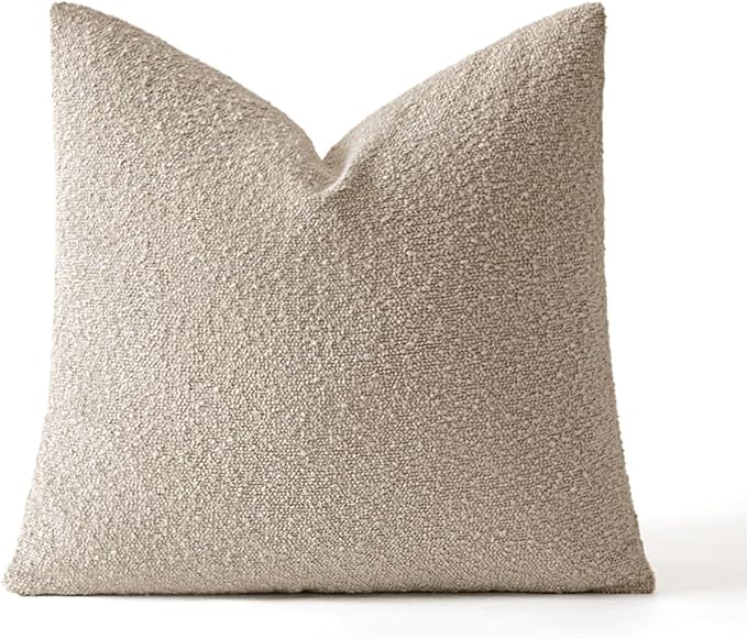MIULEE Textured Boucle Throw Pillow Cover Neutral Accent Solid Eruo Sham Pillow Case Decorative Soft Pack of 1 Couch Cushion Chair Sofa Bedroom Livingroom Home Decor,24x24 Inch