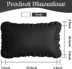 KKJIAF Ruffle Body Pillow Cases Set of 1, Ruffled Pillow Covers with Envelope Closure, Body Pillowcases Size of 20" x 54", Ruffled Long Pillow Shams, Black