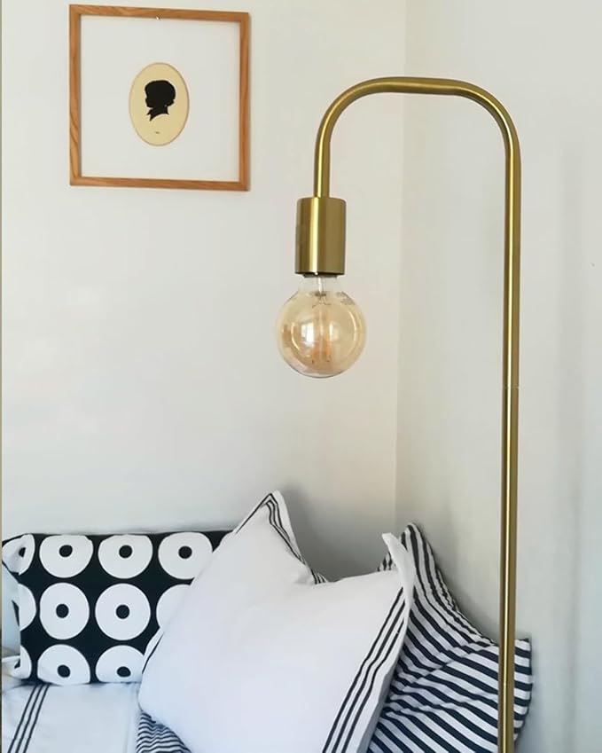 Oneach 63.75'' Industrial Antique Brass Gold Minimalist Floor Lamp for Living Room, Bedroom and Office