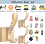 Gold Towel Hooks for Wall, Heavy Duty Thick Metal Bathroom Coat Hooks for Hanging Key Robe Hat Backpack, Wall Mount Hooks Bath Kitchen Garage Hooks(8 Pack, Gold)