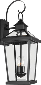 JYZ Dusk to Dawn Outdoor Wall Sconce, 24 Inch Waterproof Exterior Wall Lantern with Textured Glass, 2-Light Anti-Rust Classic Porch Light for Front Door Garage Patio Yard JYOWL06-BK-L