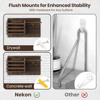 Nekon Mail Holder for Wall Mail Organizer with Key Hooks Hallway Farmhouse Decor Letter Sorter Made of Natural Wood with Floating Shelf and Flush Mount Hardware (16.8Inch x 10Inch x 3.2Inch)