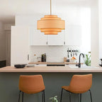 Farmhouse 19.7" Drum Rattan Chandelier 4-Lights Vintage Boho Rattan Chandelier Retro Vintage Bamboo Drum Chandeliers for Dining Room, Kitchen Island, Living Room, Bedroom