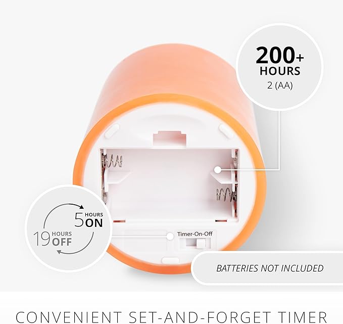 Luminara Flickering Flameless LED Candle, Battery Operated with Timer Function, Russet Orange Pillar 3"x 4.5" Inch, Real Wax Unscented Fall Home Indoor Decor, Remote Ready (Sold Separately),Melted Top