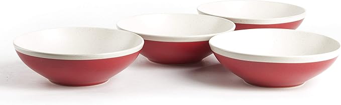 Rock Ridge Speckled Stoneware Dinnerware Set (12pc Set, Ruby and Ivory)