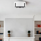 Flush Mount Ceiling Light Fixture with Linen Shade Oil Rubbed Bronze 2- Light Drum Ceiling Light Modern Light Fixture for Bedroom Living Room Kitchen