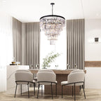 TOCHIC Large Crystal Chandelier for High Ceiling, 40 inch 7-Tier Modern Black Crystal Chandeliers Lighting Fixture, Round Light for Entryway Staircase Foyer Living Room (Black, 31.5 Inches)