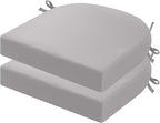idee-home Outdoor Chair Cushions Set of 2, Thick 17" x 17" x 3" Outdoor Seat Cushion Patio Furniture Waterproof with Ties, Patio Chair Pads Dining Silver Grey