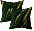 CAPSCEOLL Green Gold Throw Pillow Covers,Modern Abstract Art Painting Throw Pillows for Couch,Green Pillow Covers 20X20 Inch 2 Pcs Square Cushion Cover Gift for Couch Sofa