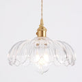 Pendant Light with Clear Scindapsus Glass Lmapshade, Brass Vintage Pendant Light Adjustable Hanging Light for Kitchen Island Dining Room Hallway