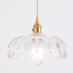 Pendant Light with Clear Scindapsus Glass Lmapshade, Brass Vintage Pendant Light Adjustable Hanging Light for Kitchen Island Dining Room Hallway