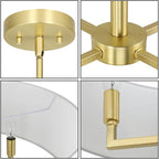 XiNBEi Lighting Pendant Light, Modern 4 Light Drum Pendant Lighting Adjustable Hanging Chandelier Ceiling Light for Living & Dining Room Satin Brass Finish XB-P1296-SB