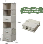 Vailando 6-Shelf Hanging Closet Organizer, Hanging Shelves for Closet with 2 Large Drawer&1 Drawer w/Compartment, 12'' x 12'' x 48.8'', Baby Organizer for Nursery…