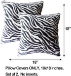 Black White Square Pillow Cover Soft Fluffy Fuzzy Faux Fur Zebra Stripe Throw Pillows Modern Decorative Accent Cushion Covers Pillowcase for Couch Sofa Living Room Bedroom, 18x18