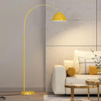 MIXL-Modern Arc Yellow Floor Lamp,Tall Reading Lamps Floor Standing,Adjustable Macaron Color Floor Lamps for Living Room Bedroom and Office