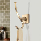 TUNNY 4 Pack Vintage Wall Hooks-Champagne Gold Coat Hooks Towel Hook for Hanging Heavy Duty Bathroom Hook Hat Hook Double Wall Mounted Coat Hanger
