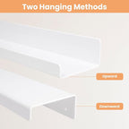 upsimples Acrylic Shelves for Wall Decor, 15" Display Shelf Perfume Organizer for Bathroom, Bedroom, Living Room, Floating Bookshelves for Kids, White, 2 Pack