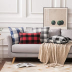 MIULEE Pack of 2 Classic Farmhouse Buffalo Check Plaids Polyester Linen Soft Solid Grey and White Decorative Throw Pillow Covers Home Decor Outdoor Cushion Case for Sofa Bedroom 24 x 24 Inch
