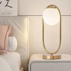 Mid Century Modern Gold Table Lamp White Glass Shade Nightstand Lamp Small Table Lamp for Bedside Bedroom Living Room Office